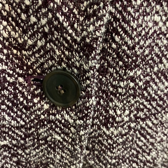 Talbots Women's Purple Plum White Tweed Two Button Lined Blazer Jacket Size 2 - Picture 3 of 7